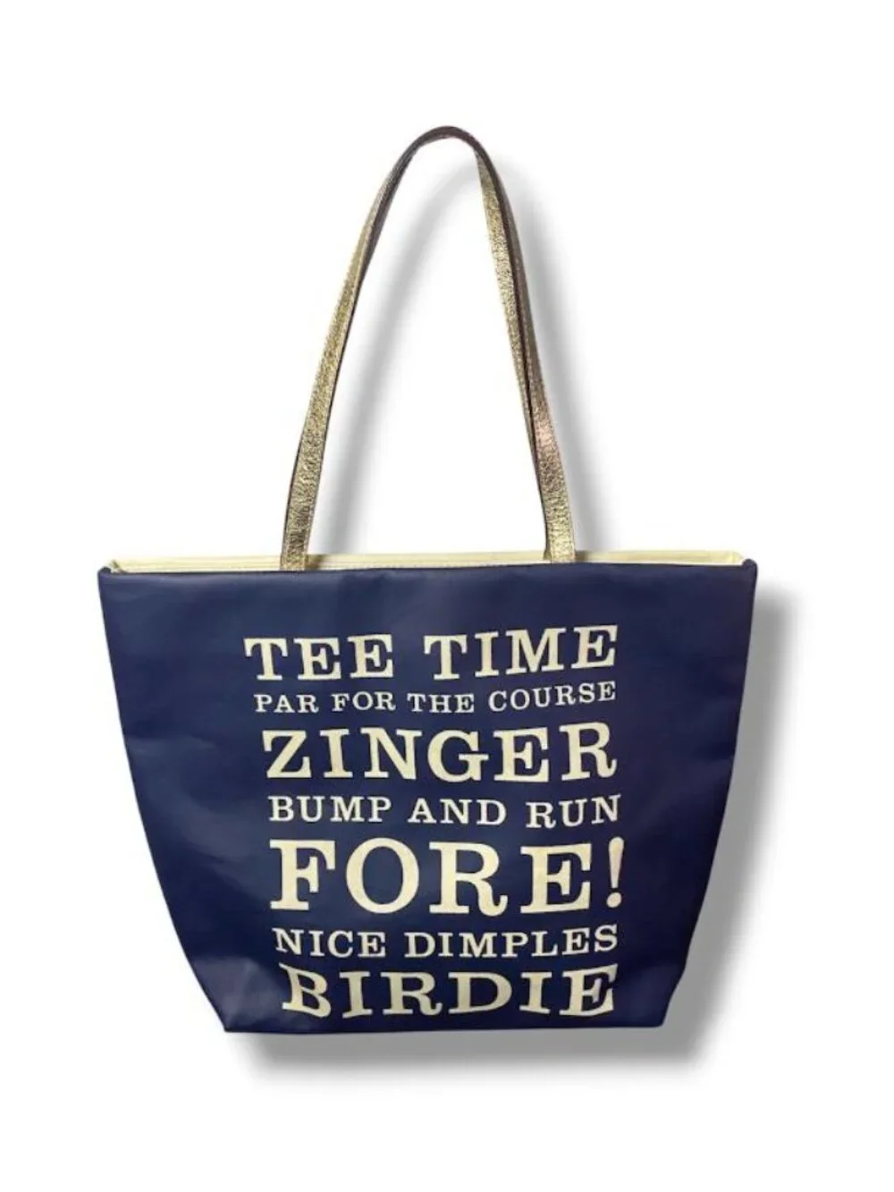 KATE SPADE - GOLF LEATHER TRIMMED TOTE BAG TWO-TONE BLUE/BEIGE - LARGE